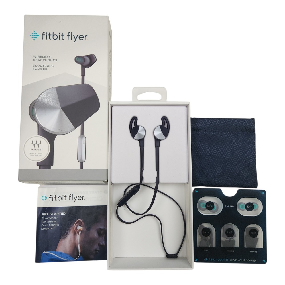 Fitbit Flyer Wireless Headphones‎ Nightfall Blue Bluetooth Sweatproof FB601